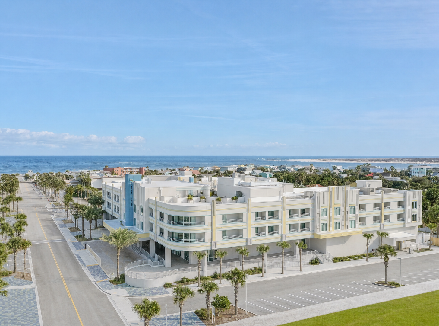 Aerial view of Hyatt Place St. Augustine / Vilano Beach and the Atlantic Ocean